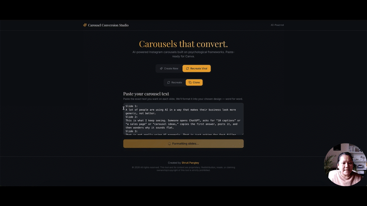 Clone Mode — paste text and get instant slides