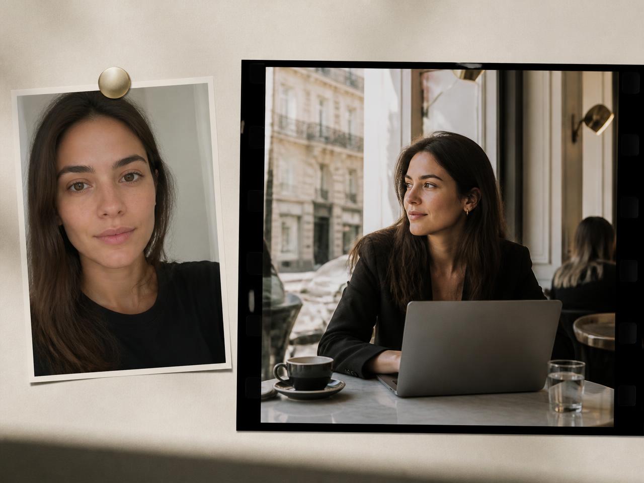 Lazy Photo Studio turns a plain selfie into a realistic lifestyle photo