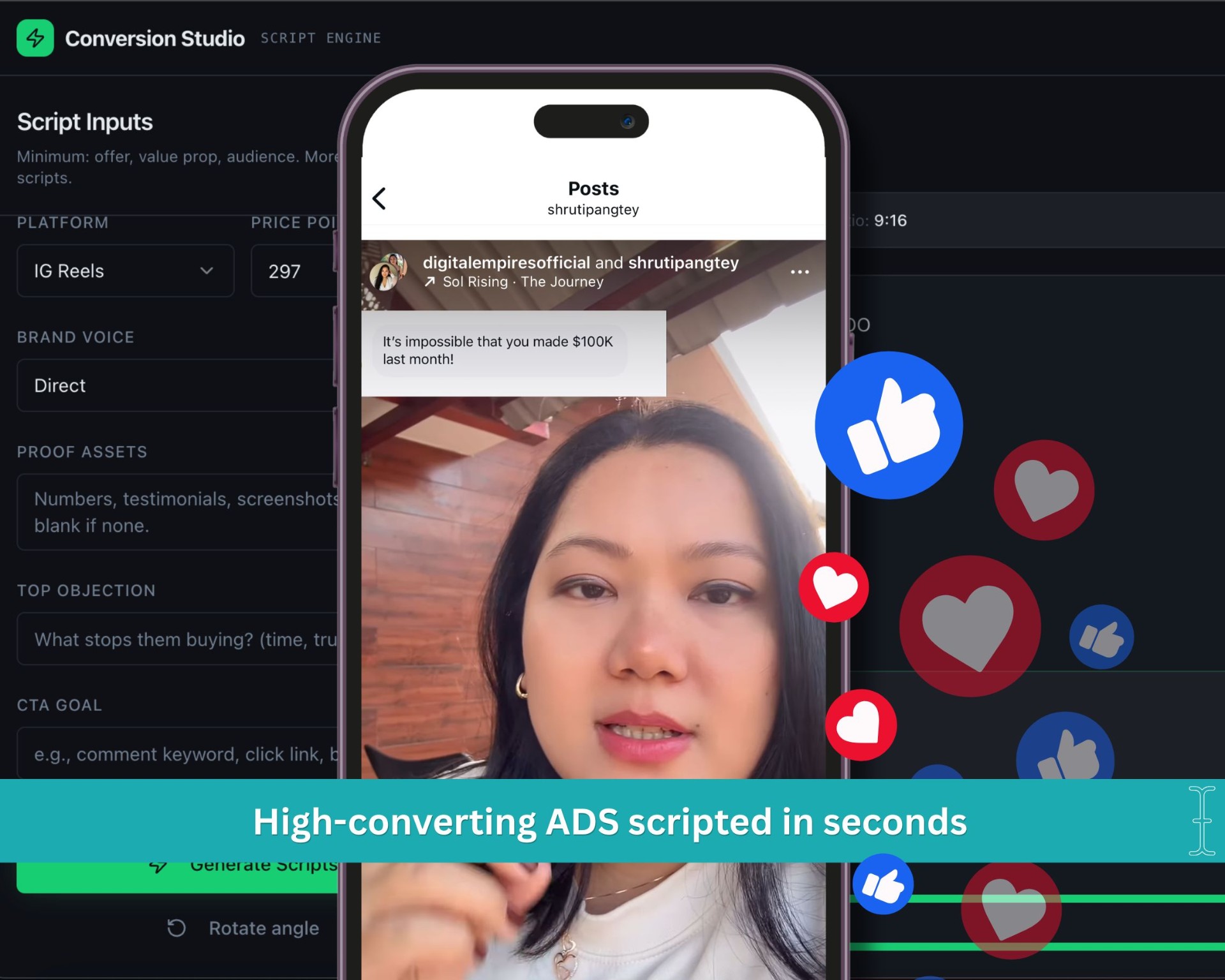 Conversion Studio on desktop, tablet and mobile