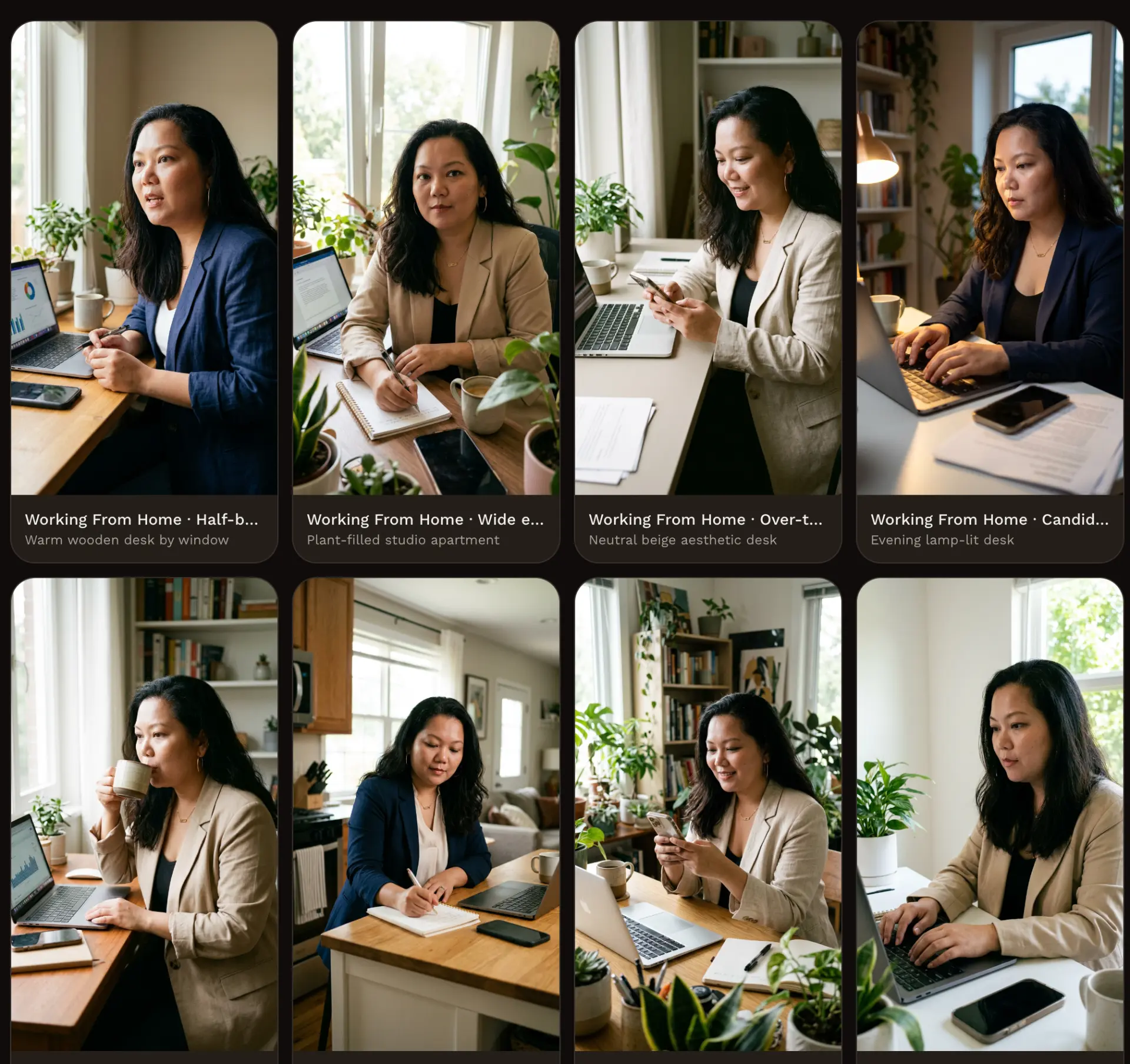 Grid of generated lifestyle photos from one upload