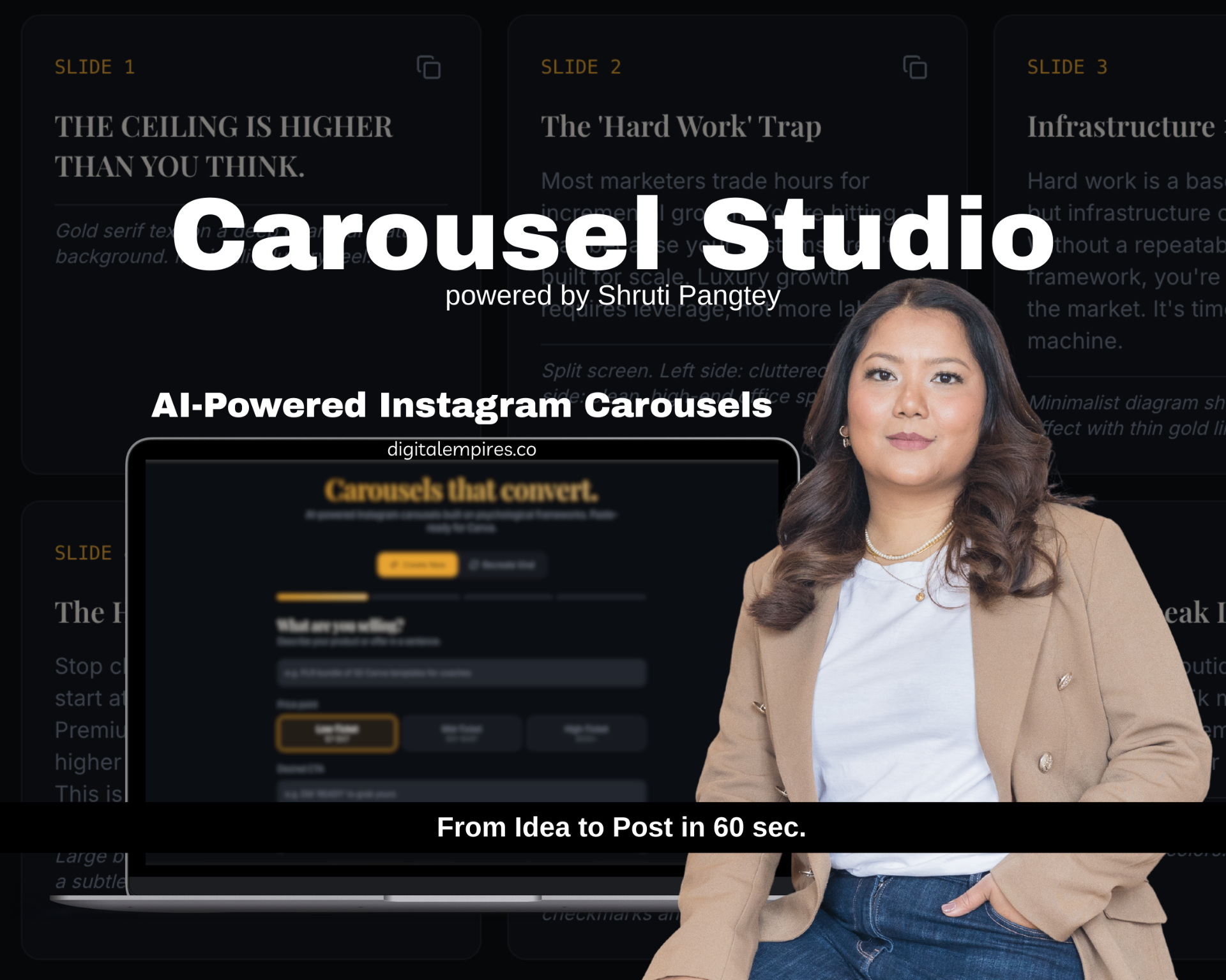 Carousel Studio shown on laptop and phone